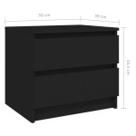 vidaXL Noptiere, 2 buc., negru, 50x39x43,5 cm, PAL vidaXL Noptiere, 2 buc., negru, 50x39x43,5 cm, PAL