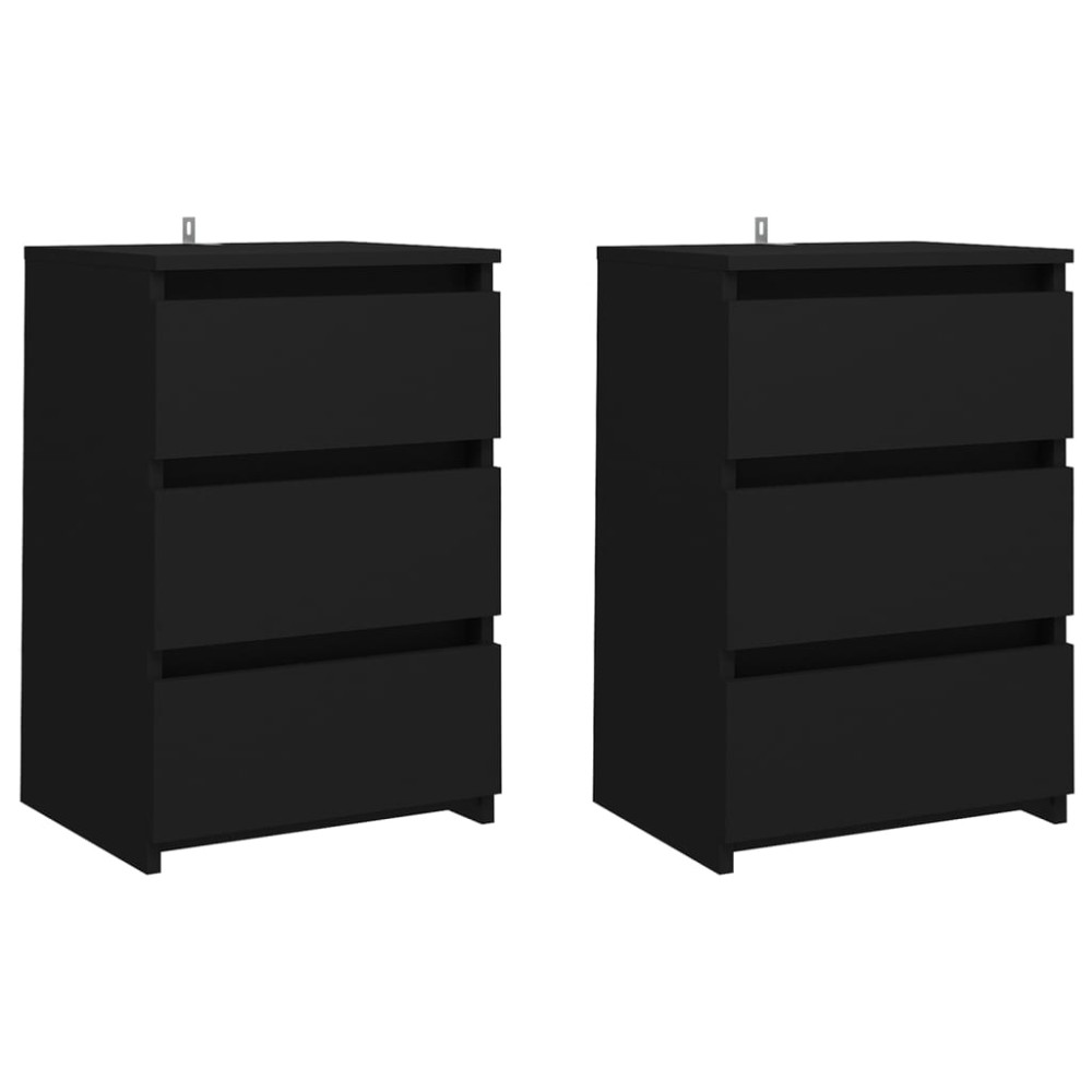 vidaXL Noptiere, 2 buc., negru, 40x35x62,5 cm, lemn compozit