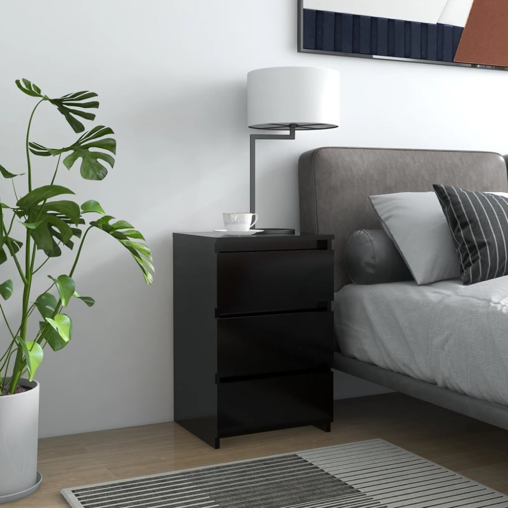 vidaXL Noptiere, 2 buc., negru, 40x35x62,5 cm, lemn compozit