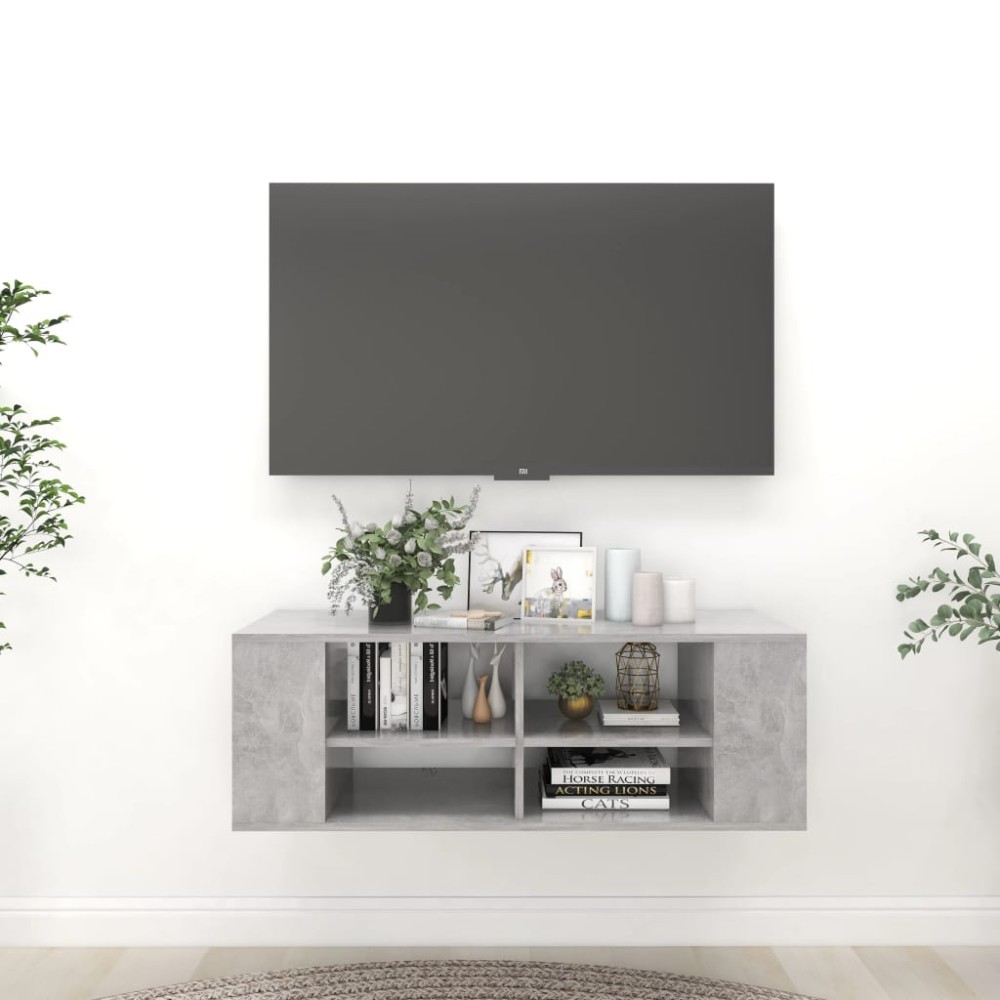 vidaXL Dulap TV montat pe perete, gri beton, 102x35x35 cm, PAL