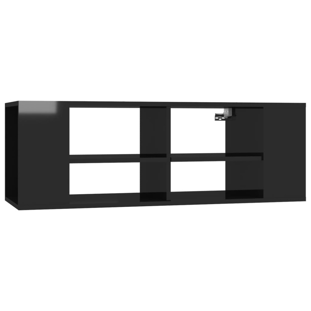 vidaXL Dulap TV montat pe perete, negru extralucios, 102x35x35 cm, PAL