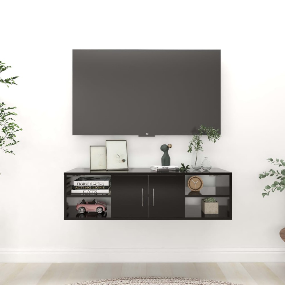 vidaXL Raft de perete, negru, 102x30x29 cm, PAL