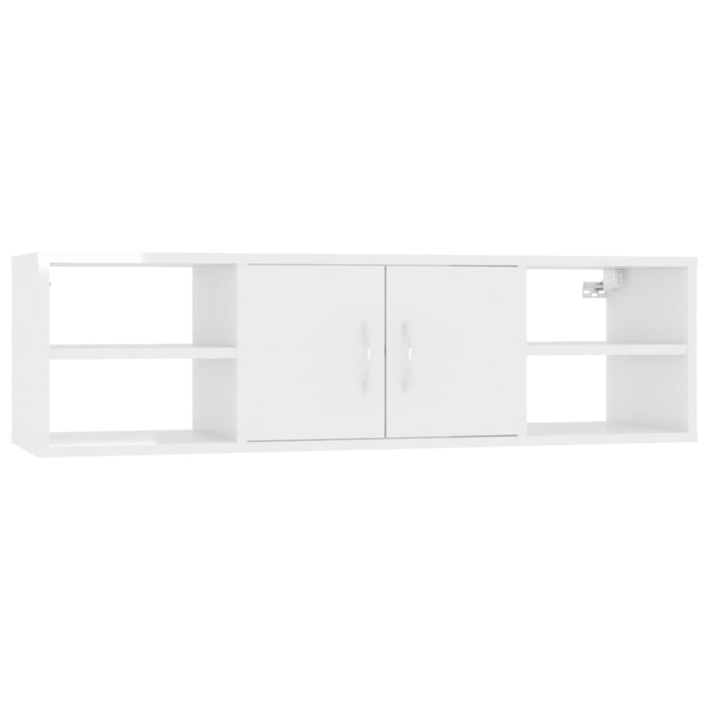 vidaXL Raft de perete, alb extralucios, 102x30x29 cm, PAL