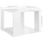 vidaXL Masă de cafea, alb extralucios, 40x40x30 cm, lemn compozit vidaXL Masă de cafea, alb extralucios, 40x40x30 cm, lemn compozit