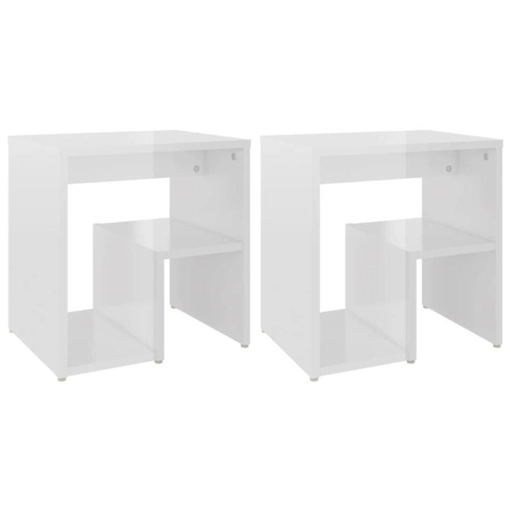 vidaXL Noptiere, 2 buc., alb extralucios, 40x30x40 cm, lemn prelucrat