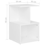 vidaXL Noptiere, 2 buc., alb, 35x35x55 cm, PAL
