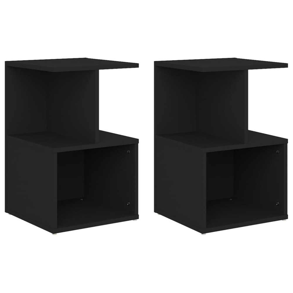 vidaXL Noptiere, 2 buc., negru, 35x35x55 cm, PAL