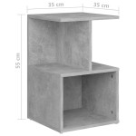 vidaXL Noptiere, 2 buc., gri beton, 35x35x55 cm, PAL