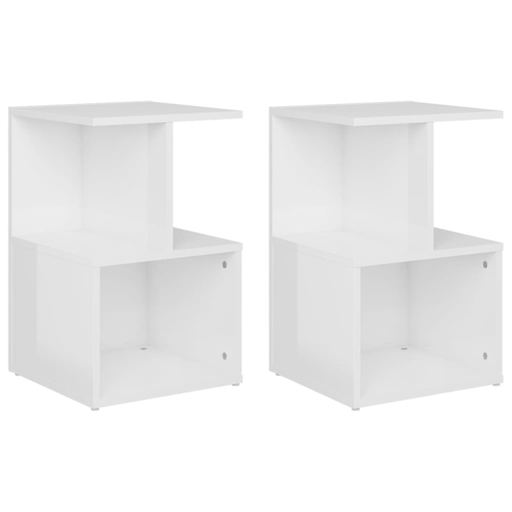 vidaXL Noptiere, 2 buc., alb extra lucios, 35x35x55cm, lemn prelucrat