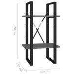 vidaXL Bibliotecă cu 2 rafturi, gri, 40x30x70 cm, PAL vidaXL Bibliotecă cu 2 rafturi, gri, 40x30x70 cm, PAL