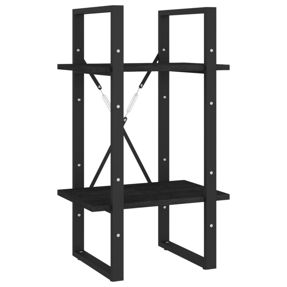 vidaXL Bibliotecă cu 2 rafturi, negru, 40x30x70 cm, lemn masiv de pin