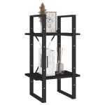 vidaXL Bibliotecă cu 2 rafturi, negru, 40x30x70 cm, lemn masiv de pin vidaXL Bibliotecă cu 2 rafturi, negru, 40x30x70 cm, lemn masiv de pin