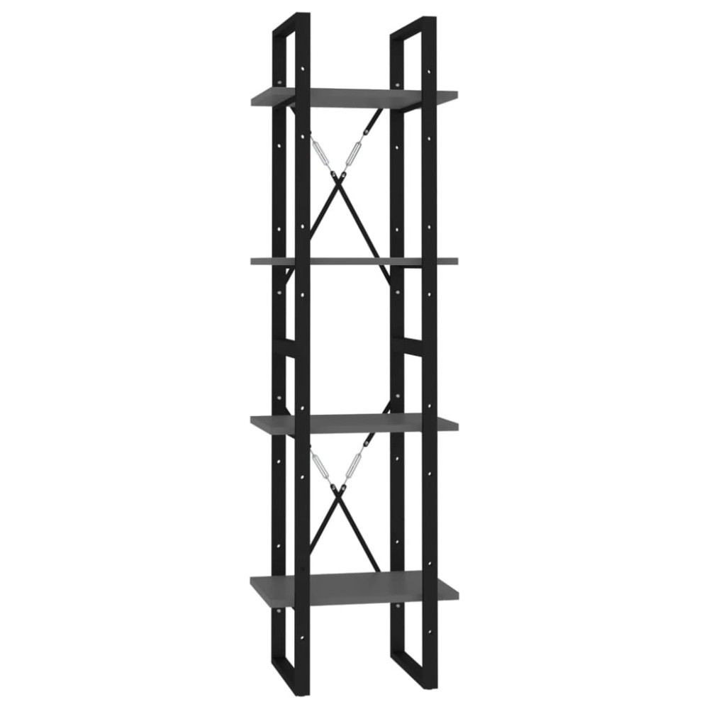 vidaXL Bibliotecă cu 4 rafturi, gri, 40x30x140 cm, PAL