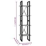 vidaXL Bibliotecă cu 4 rafturi, gri beton, 40x30x140 cm, PAL vidaXL Bibliotecă cu 4 rafturi, gri beton, 40x30x140 cm, PAL