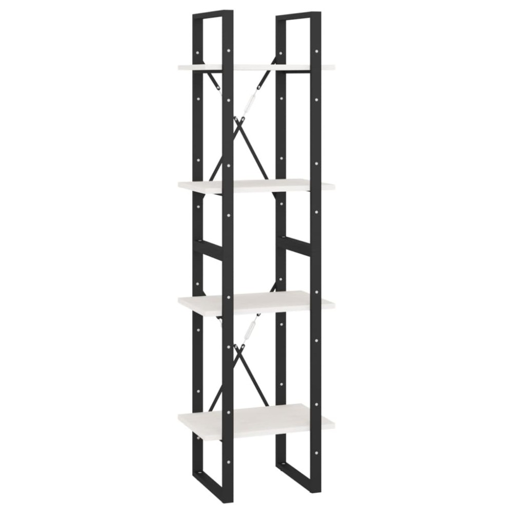 vidaXL Bibliotecă cu 4 rafturi, alb, 40x30x140 cm, lemn masiv de pin