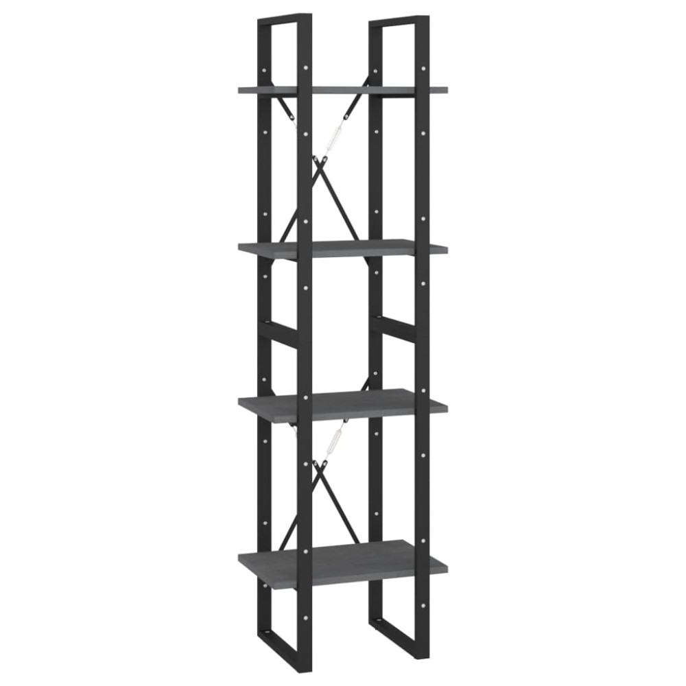 vidaXL Bibliotecă cu 4 rafturi, gri, 40x30x140 cm, lemn masiv de pin