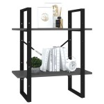 vidaXL Bibliotecă cu 2 rafturi, gri, 60x30x70 cm, PAL vidaXL Bibliotecă cu 2 rafturi, gri, 60x30x70 cm, PAL