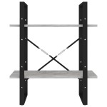 vidaXL Bibliotecă cu 2 rafturi, gri beton, 60x30x70 cm, PAL vidaXL Bibliotecă cu 2 rafturi, gri beton, 60x30x70 cm, PAL