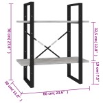 vidaXL Bibliotecă cu 2 rafturi, gri beton, 60x30x70 cm, PAL vidaXL Bibliotecă cu 2 rafturi, gri beton, 60x30x70 cm, PAL