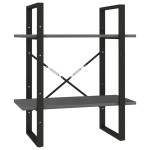 vidaXL Bibliotecă cu 2 rafturi, gri, 60x30x70 cm, lemn masiv de pin vidaXL Bibliotecă cu 2 rafturi, gri, 60x30x70 cm, lemn masiv de pin