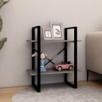 vidaXL Bibliotecă cu 2 rafturi, gri, 60x30x70 cm, lemn masiv de pin vidaXL Bibliotecă cu 2 rafturi, gri, 60x30x70 cm, lemn masiv de pin