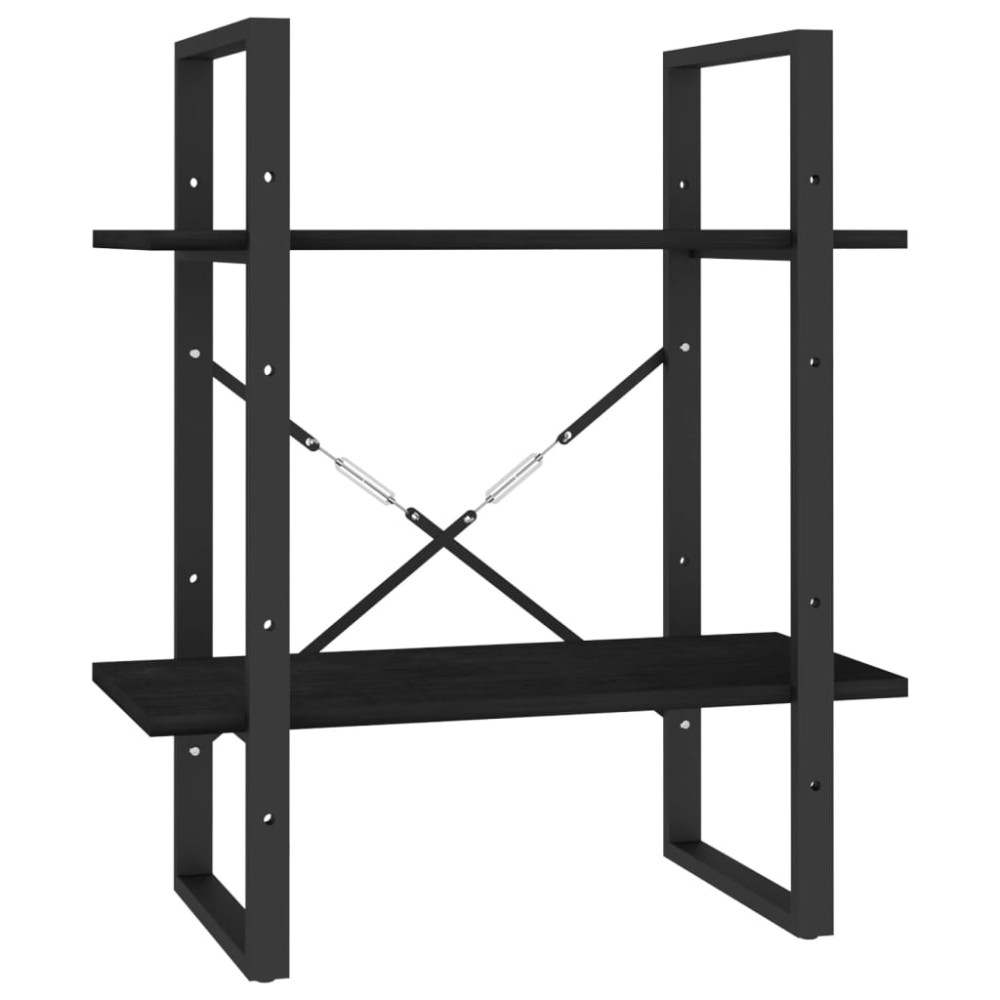 vidaXL Bibliotecă cu 2 rafturi, negru, 60x30x70 cm, lemn masiv de pin