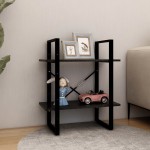 vidaXL Bibliotecă cu 2 rafturi, negru, 60x30x70 cm, lemn masiv de pin vidaXL Bibliotecă cu 2 rafturi, negru, 60x30x70 cm, lemn masiv de pin
