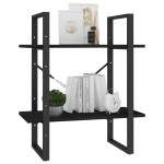 vidaXL Bibliotecă cu 2 rafturi, negru, 60x30x70 cm, lemn masiv de pin vidaXL Bibliotecă cu 2 rafturi, negru, 60x30x70 cm, lemn masiv de pin