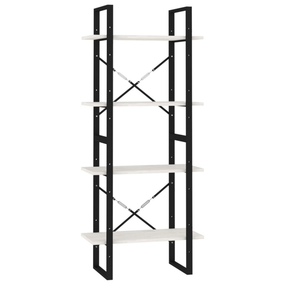 vidaXL Bibliotecă cu 4 rafturi, alb, 60x30x140 cm, lemn masiv de pin
