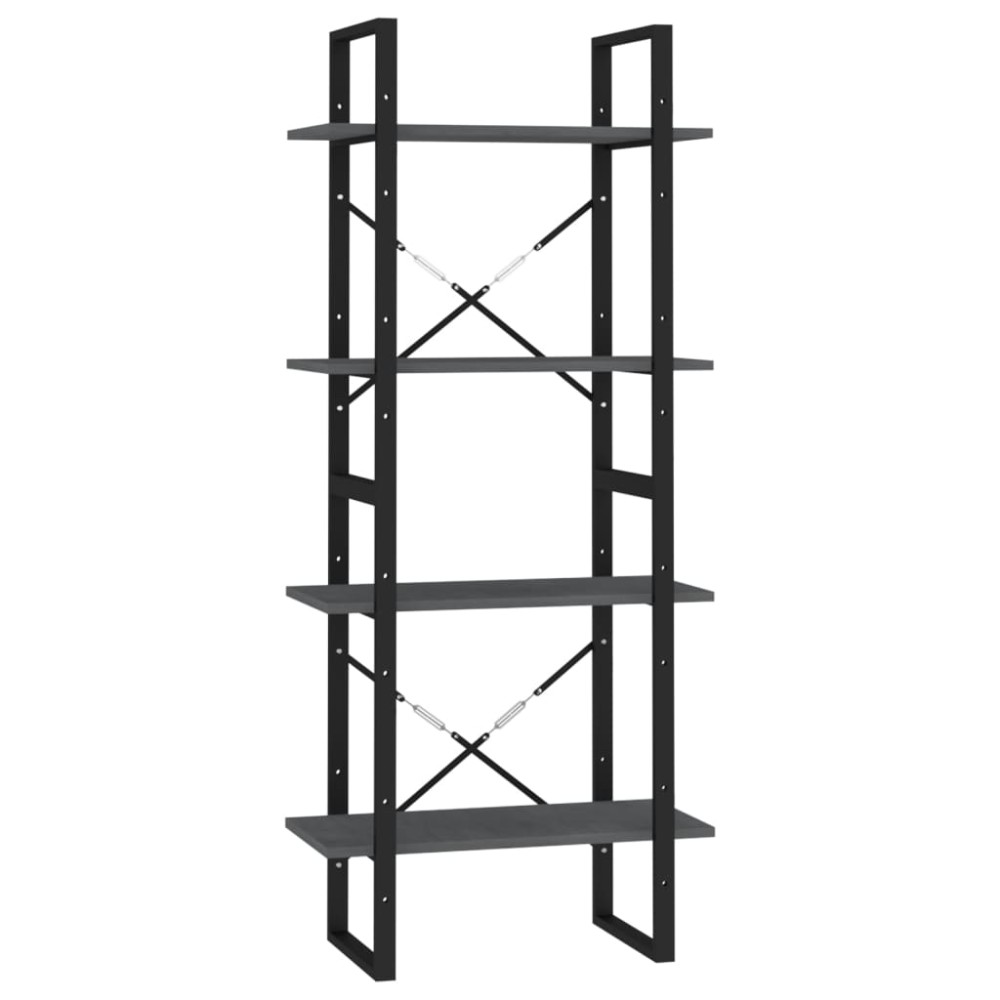 vidaXL Bibliotecă cu 4 rafturi, gri, 60x30x140 cm, lemn masiv de pin