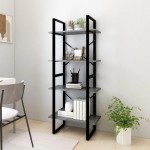 vidaXL Bibliotecă cu 4 rafturi, gri, 60x30x140 cm, lemn masiv de pin