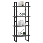 vidaXL Bibliotecă cu 4 rafturi, gri, 60x30x140 cm, lemn masiv de pin