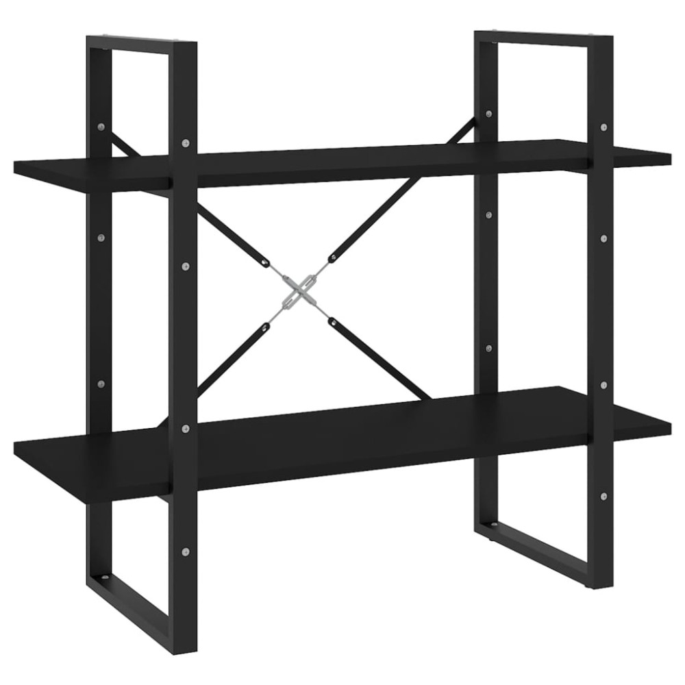 vidaXL Bibliotecă cu 2 rafturi, negru, 80x30x70 cm, PAL