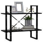 vidaXL Bibliotecă cu 2 rafturi, negru, 80x30x70 cm, PAL vidaXL Bibliotecă cu 2 rafturi, negru, 80x30x70 cm, PAL