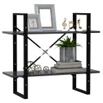 vidaXL Bibliotecă cu 2 rafturi, gri, 80x30x70 cm, PAL vidaXL Bibliotecă cu 2 rafturi, gri, 80x30x70 cm, PAL
