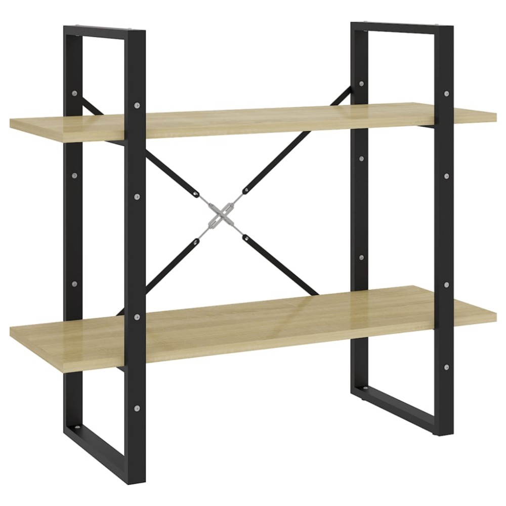 vidaXL Bibliotecă cu 2 rafturi, stejar sonoma, 80x30x70 cm, PAL