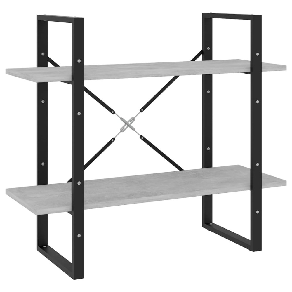 vidaXL Bibliotecă cu 2 rafturi, gri beton, 80x30x70 cm, PAL