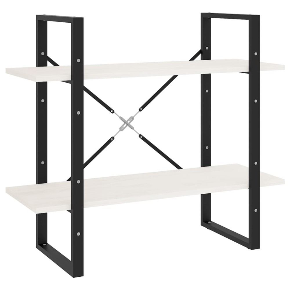vidaXL Bibliotecă cu 2 rafturi, alb, 80x30x70 cm, lemn masiv de pin