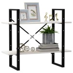 vidaXL Bibliotecă cu 2 rafturi, alb, 80x30x70 cm, lemn masiv de pin vidaXL Bibliotecă cu 2 rafturi, alb, 80x30x70 cm, lemn masiv de pin