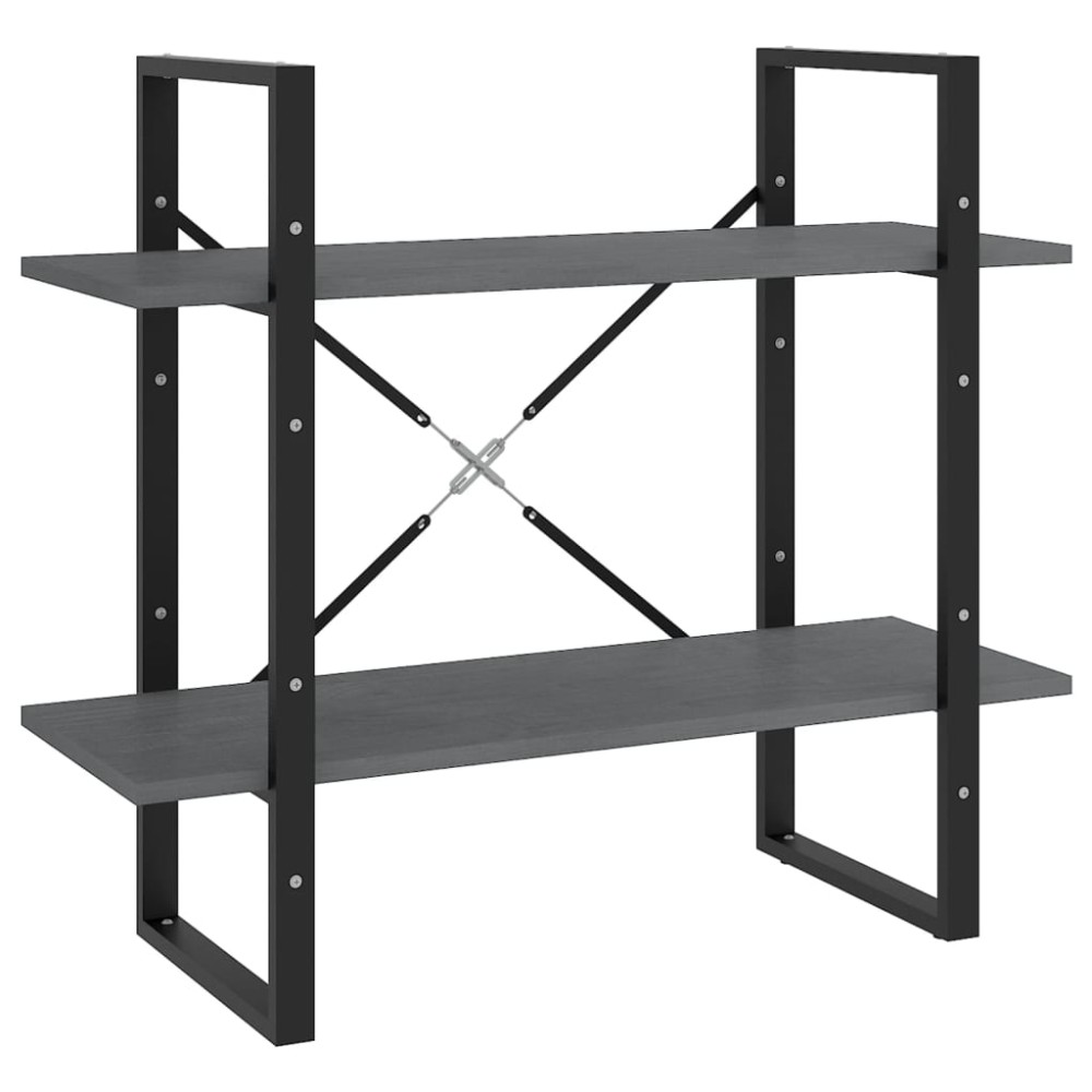 vidaXL Bibliotecă cu 2 rafturi, gri, 80x30x70 cm, lemn masiv de pin
