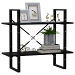 vidaXL Bibliotecă cu 2 rafturi, negru, 80x30x70 cm, lemn masiv de pin vidaXL Bibliotecă cu 2 rafturi, negru, 80x30x70 cm, lemn masiv de pin