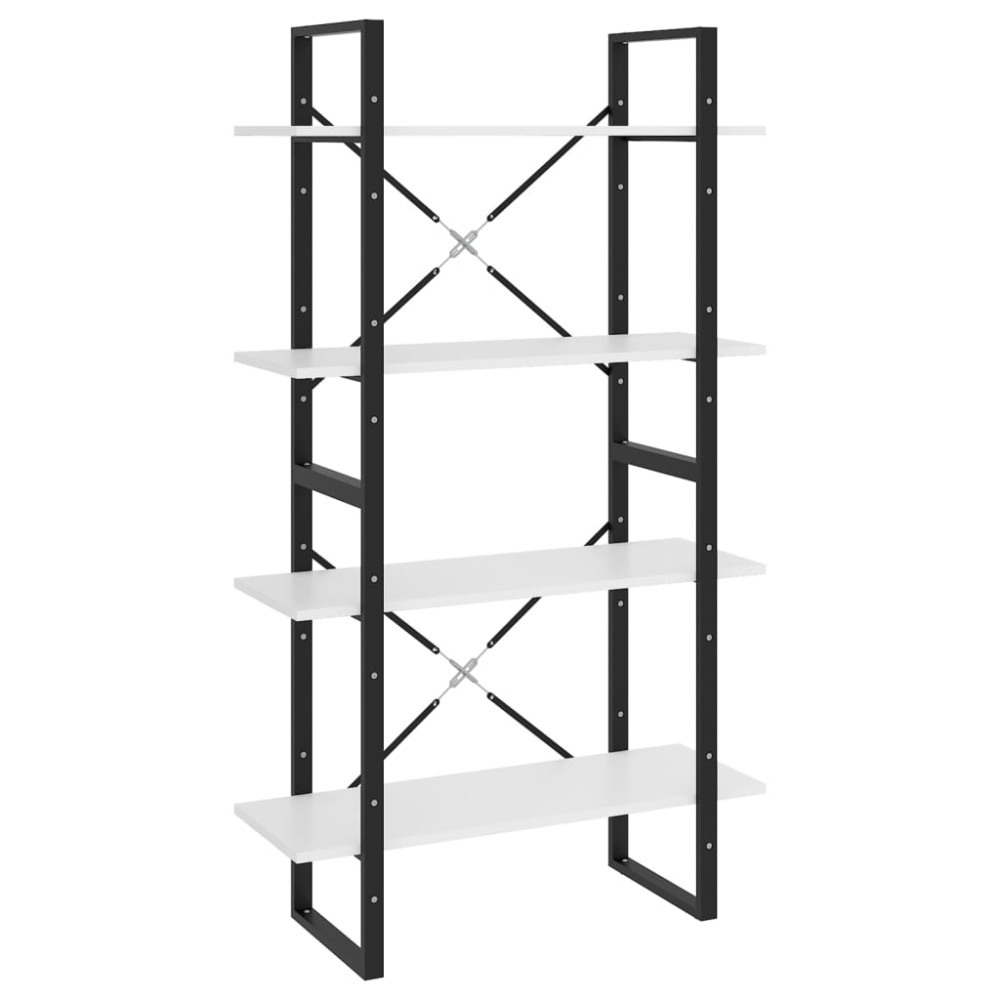 vidaXL Bibliotecă cu 4 rafturi, alb, 80x30x140 cm, PAL