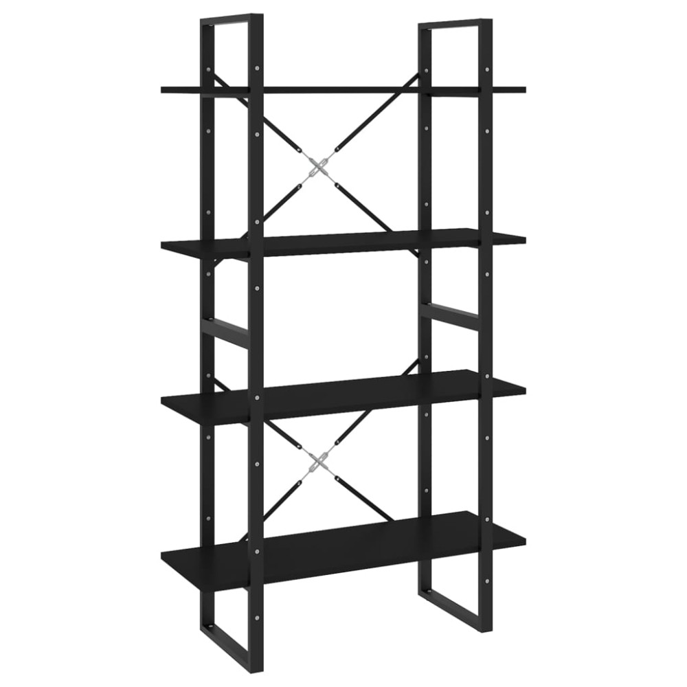 vidaXL Bibliotecă cu 4 rafturi, negru, 80x30x140 cm, PAL