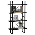 vidaXL Bibliotecă cu 4 rafturi, negru, 80x30x140 cm, PAL vidaXL Bibliotecă cu 4 rafturi, negru, 80x30x140 cm, PAL