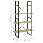 vidaXL Bibliotecă 4 rafturi stejar sonoma 80x30x140 cm lemn prelucrat vidaXL Bibliotecă 4 rafturi stejar sonoma 80x30x140 cm lemn prelucrat