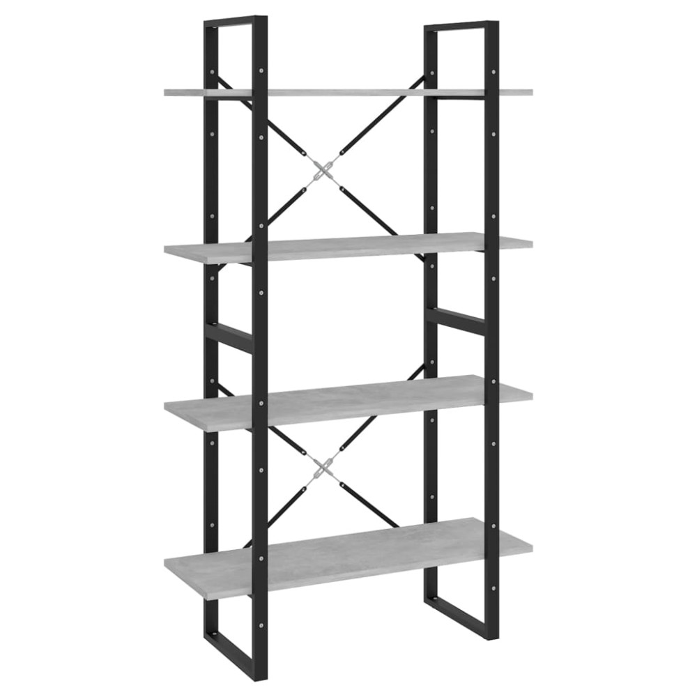 vidaXL Bibliotecă cu 4 rafturi, gri beton, 80x30x140 cm, PAL