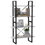 vidaXL Bibliotecă cu 4 rafturi, gri beton, 80x30x140 cm, PAL
