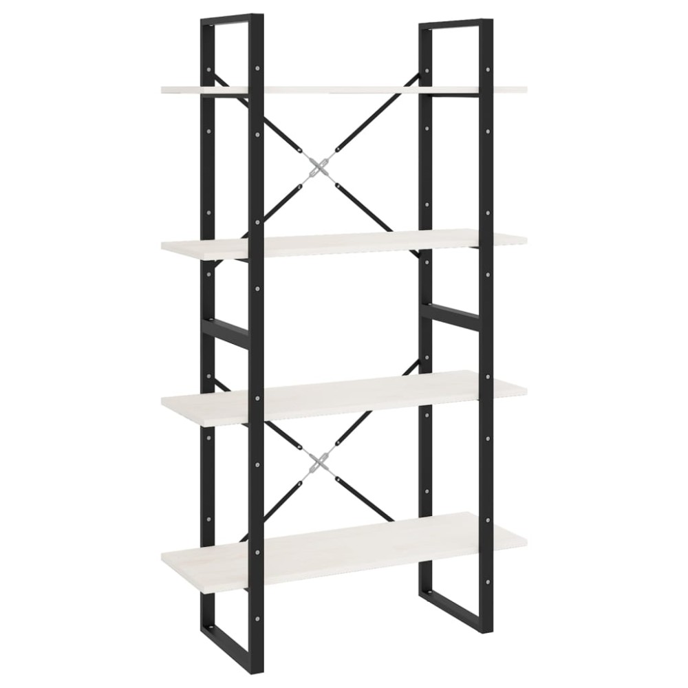 vidaXL Bibliotecă cu 4 rafturi, alb, 80x30x140 cm, lemn masiv de pin