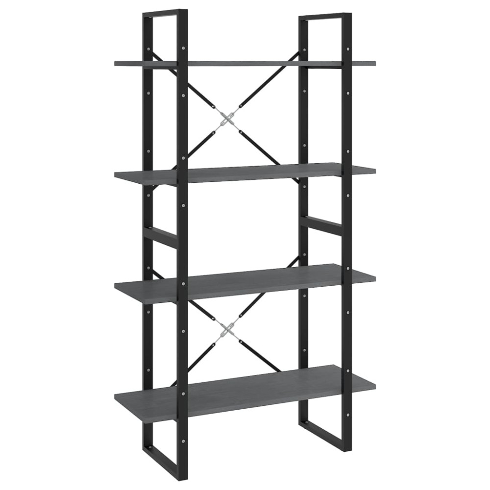 vidaXL Bibliotecă cu 4 rafturi, gri, 80x30x140 cm, lemn masiv de pin