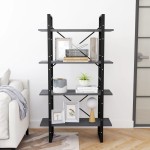 vidaXL Bibliotecă cu 4 rafturi, gri, 80x30x140 cm, lemn masiv de pin vidaXL Bibliotecă cu 4 rafturi, gri, 80x30x140 cm, lemn masiv de pin